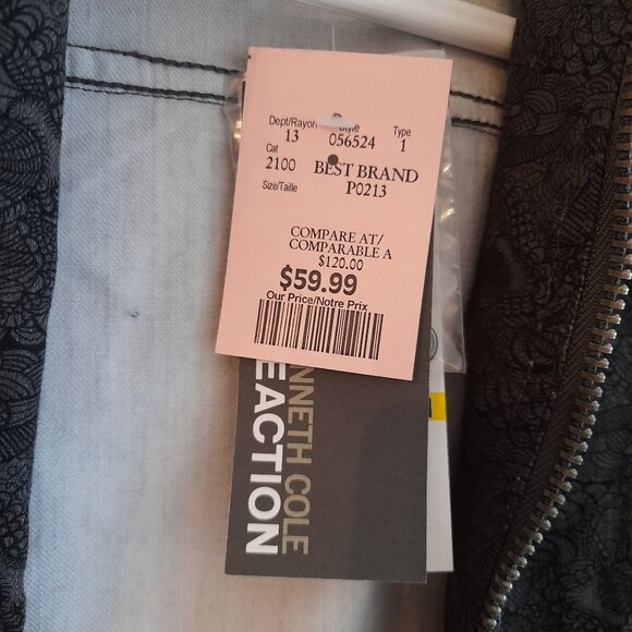 Lace Print Jacket Grey NWT Size Medium Kenneth Cole Reaction - Picture 3 of 16